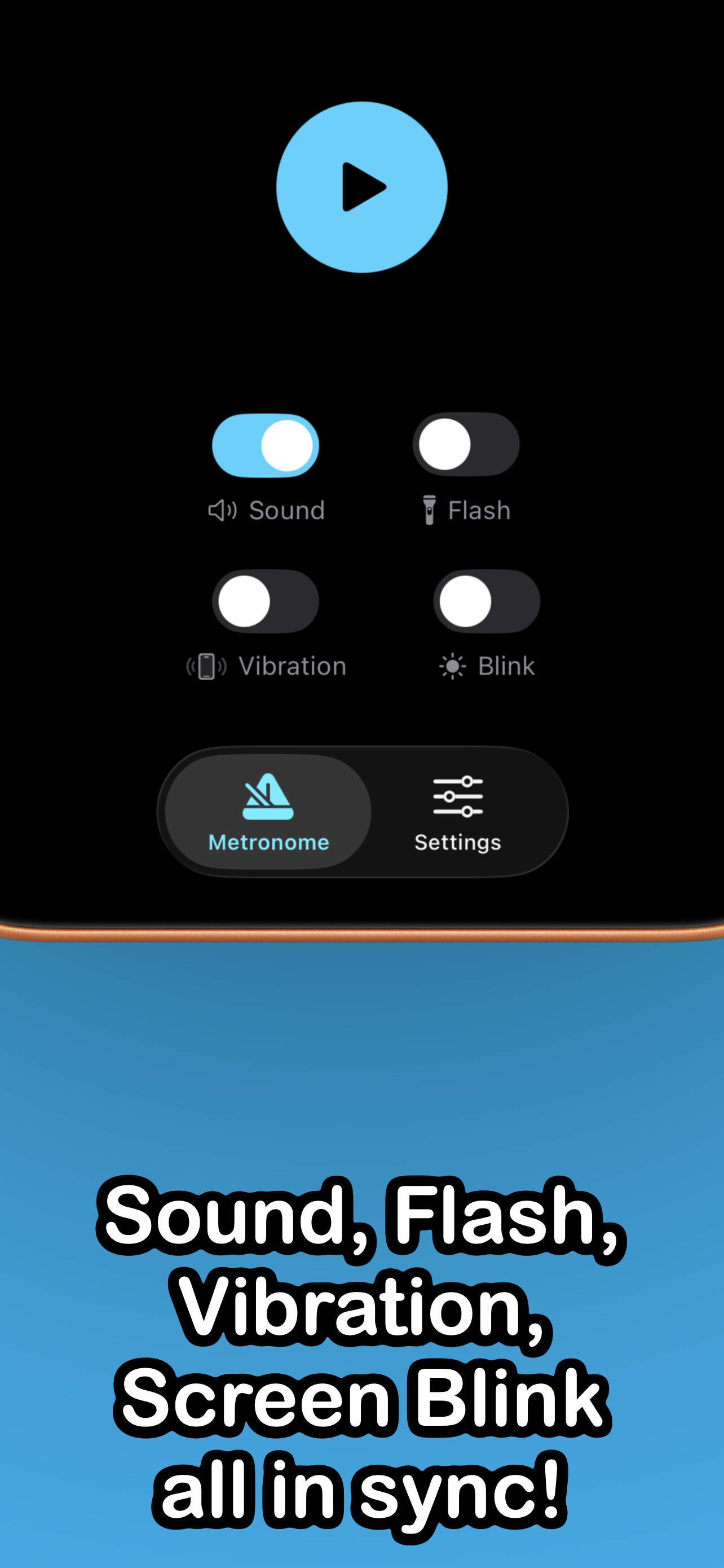 All four output channels firing in sync with the beat